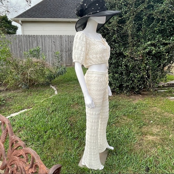 NWT Le Lis Crochet Wide Leg Beach Pool Cover Up Set - Picture 10 of 14